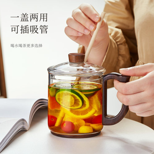 忆壶茶茶杯高档个人专用玻璃杯办公室喝茶杯子耐高温泡茶杯带盖 - 图1