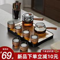 Glass tea set suit Home Small hospitality tea Gongfu tea with high temperature resistant tea cup tea tray tea pot suit