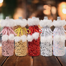 New Christmas Decorations Bright Sheet Wine Bottle Cover Plush Bunches Red Wine Sets Hotel Table Dress