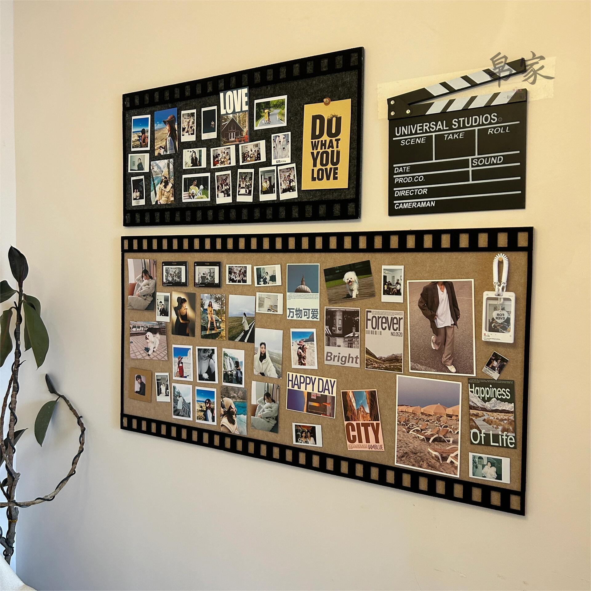 照片展示墙氛围感毛毡板照片墙高级感客厅电视墙入户门口墙面装饰