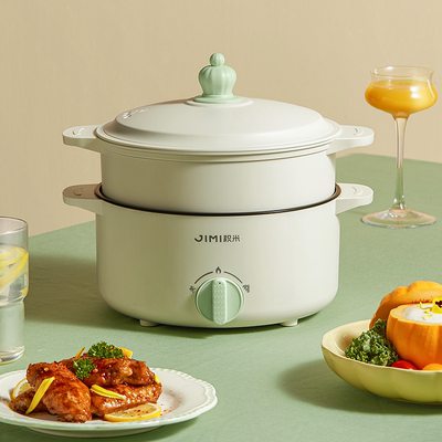 【官旗秒发】积米2L电火锅多功能蒸煮炒一体锅家用炒菜不粘锅宿舍