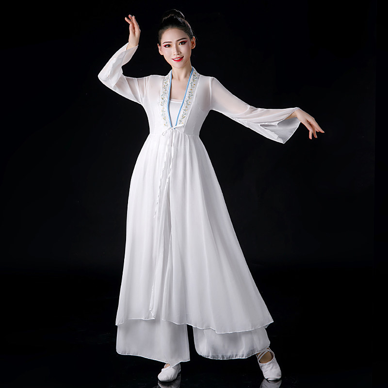 古典舞蹈练功服女如梦同款长款开衫纱衣飘逸身韵成人阔腿裤演出服_虎窝淘
