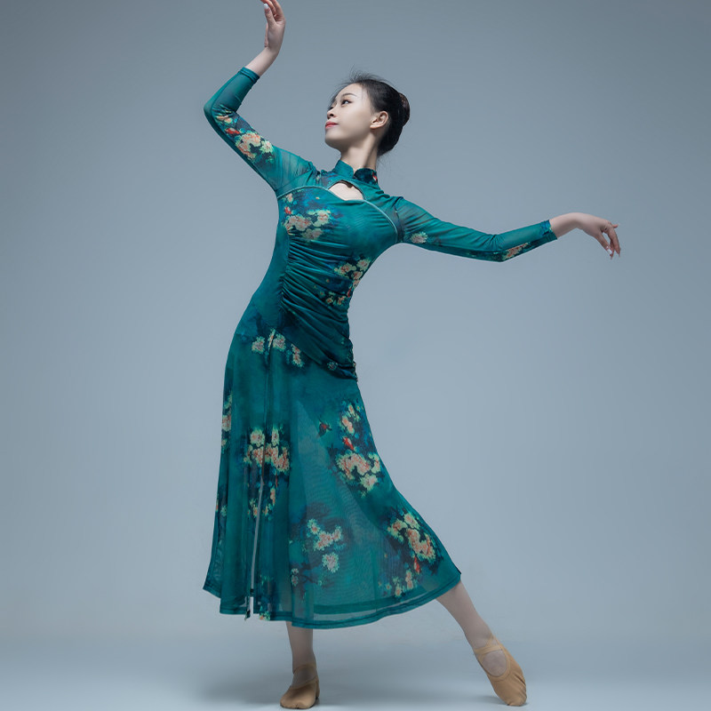 古典舞旗袍舞蹈服装飘逸仙气练功服 靓卫士民族服装/舞台装
