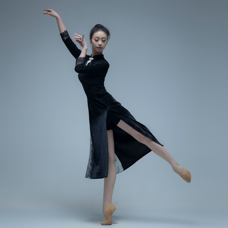 古典舞丝绒旗袍女成人身韵练功服 靓卫士民族服装/舞台装