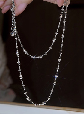 纯银镭射珠镀金满天星仙女锁骨链