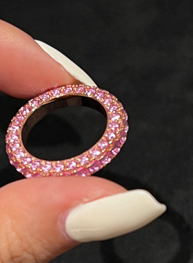 镀真金三面微镶晶钻通体纯银百搭