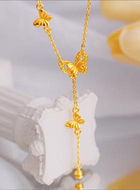 2025新款沙金流苏蝴蝶项链