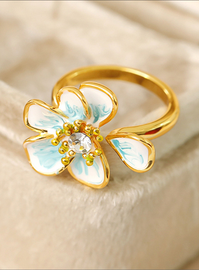 2025年新款蓝珐琅繁花戒指