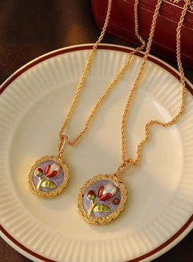 油画框小众设计高级感锁骨链