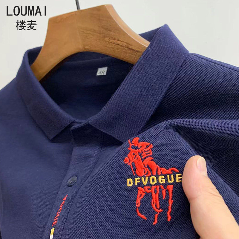 长袖男士100%纯棉带领保罗t polo衫 楼麦T恤