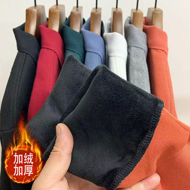 长袖男士加绒加厚纯棉保罗polo衫 楼麦T恤