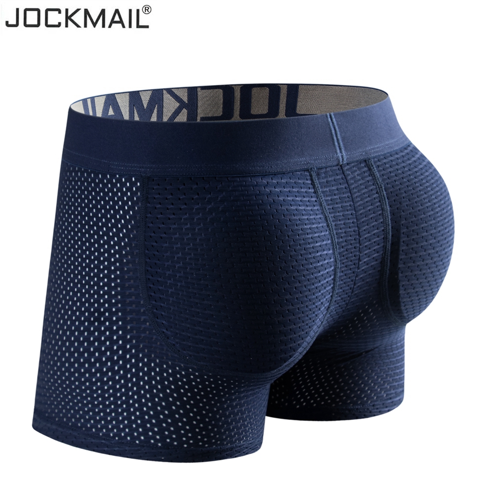 JOCKMAIL男提臀内裤后海绵罩杯丰臀网孔假屁股平角裤男半开口袋_女士内衣_男士内衣_家居服