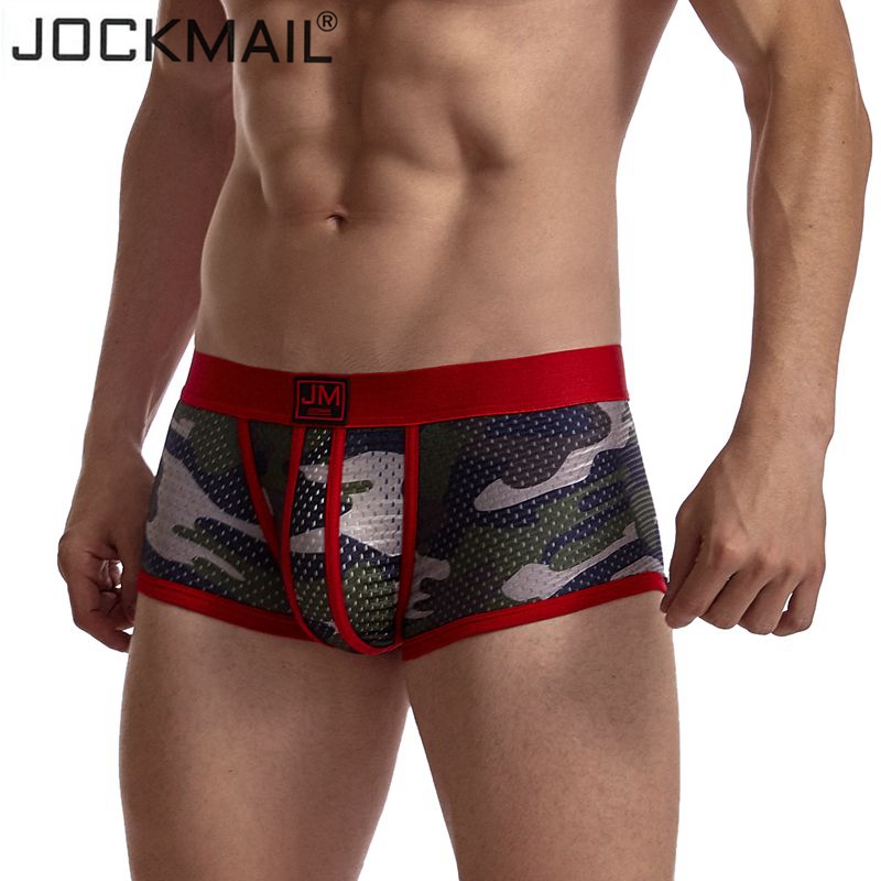 JOCKMAIL3条装四角男士性感网孔迷彩速干裤衩U凸囊袋透气低腰内裤