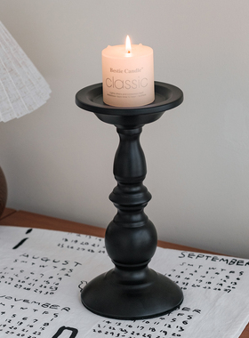 法式复古铁艺罗马柱香薰烛台摆件