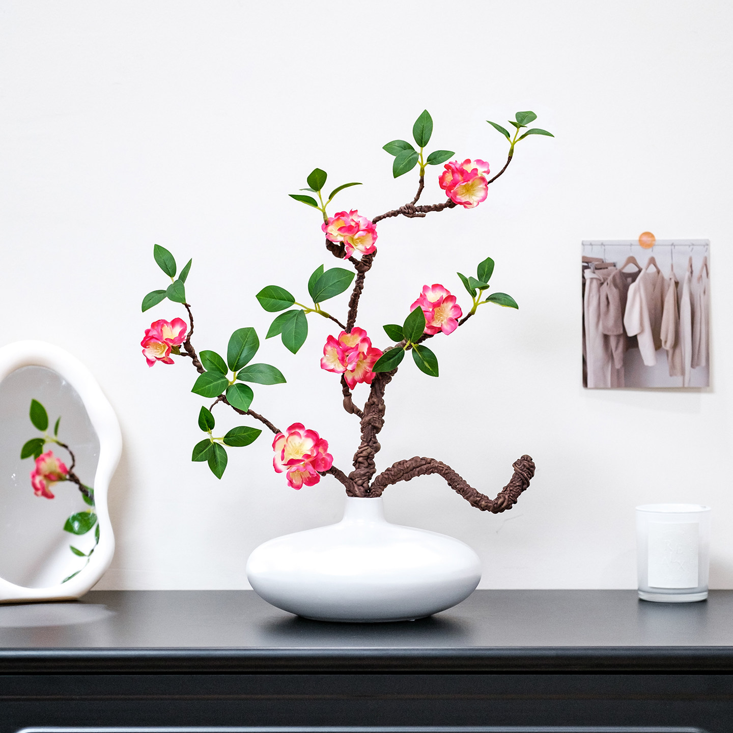 禅意陶瓷花瓶摆件客厅插花器餐桌装饰品ins风黑白色简约创意中式,淘宝优惠券,粉丝福利购,淘宝优惠卷