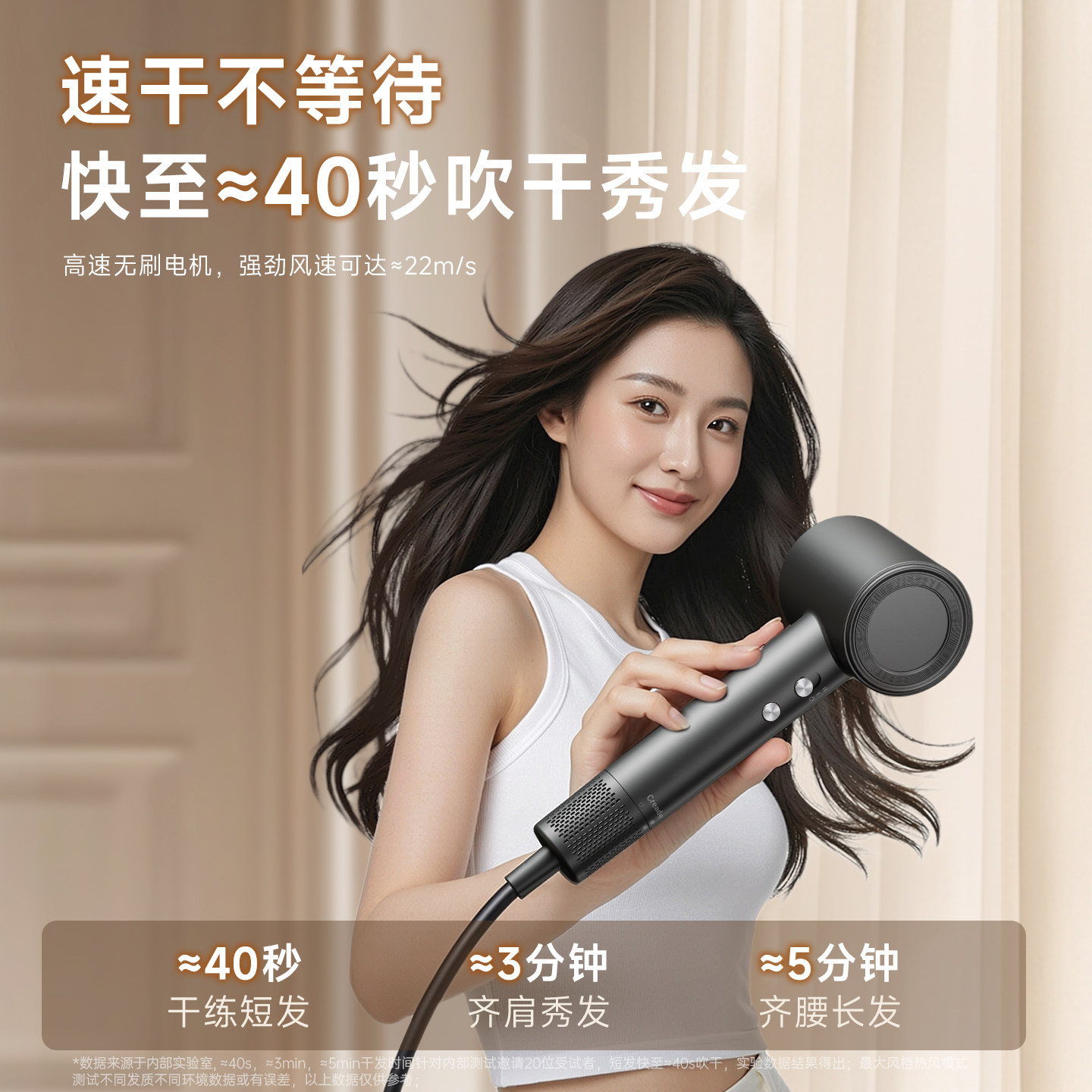 Creade家用便携高速吹风机负离子护发迷你大风力速干电吹风筒4043