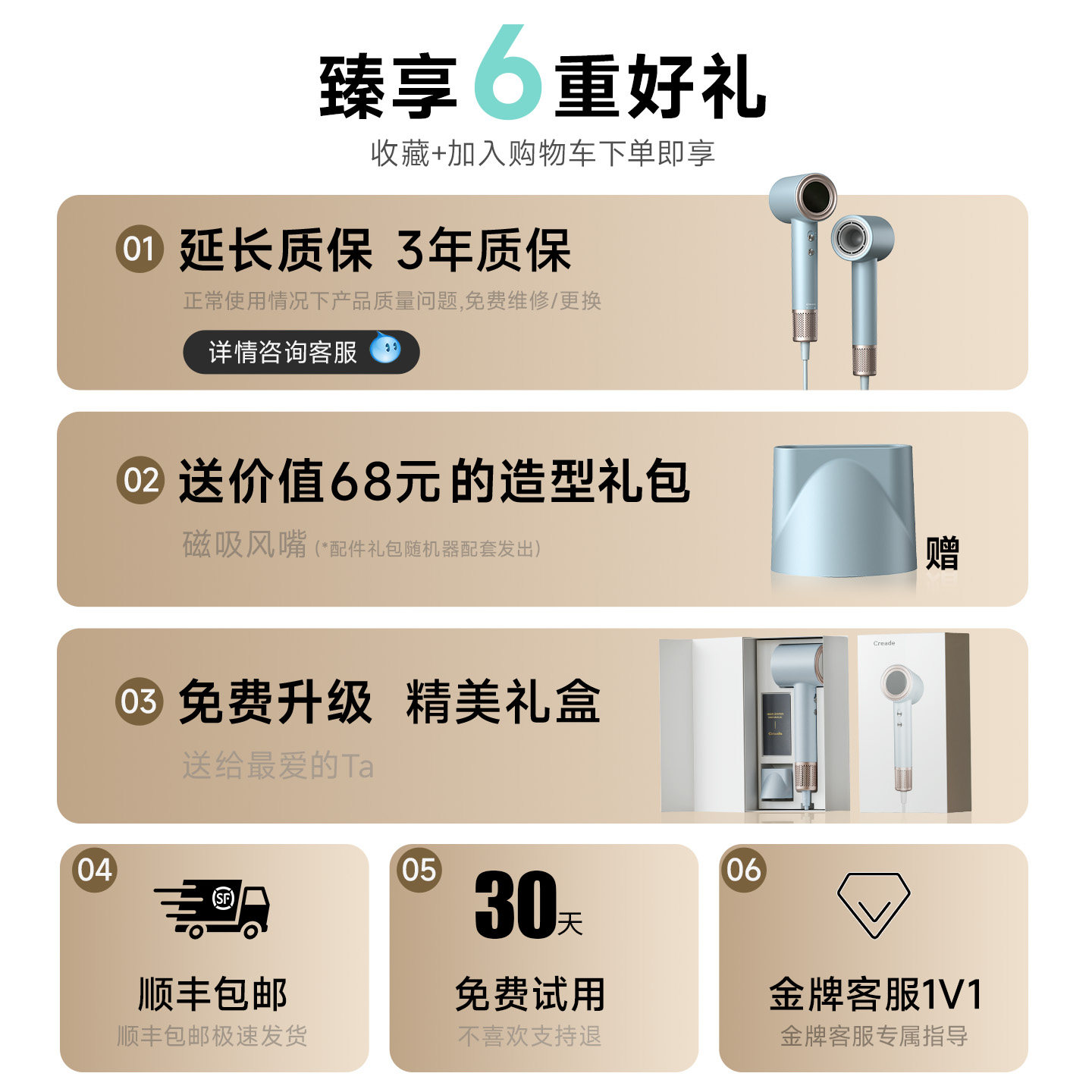 Creade宿舍用学生高速吹风机负离子护发速干低小功率800W电吹风筒