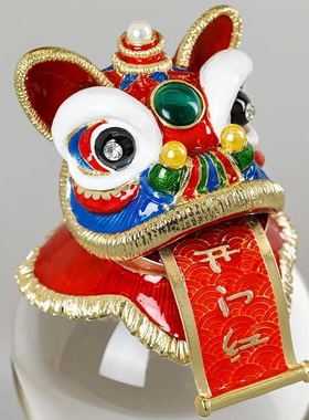 醒狮财神客厅创意摆件新中式