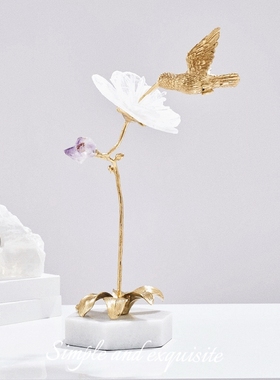 摆件玄关黄铜水晶轻奢