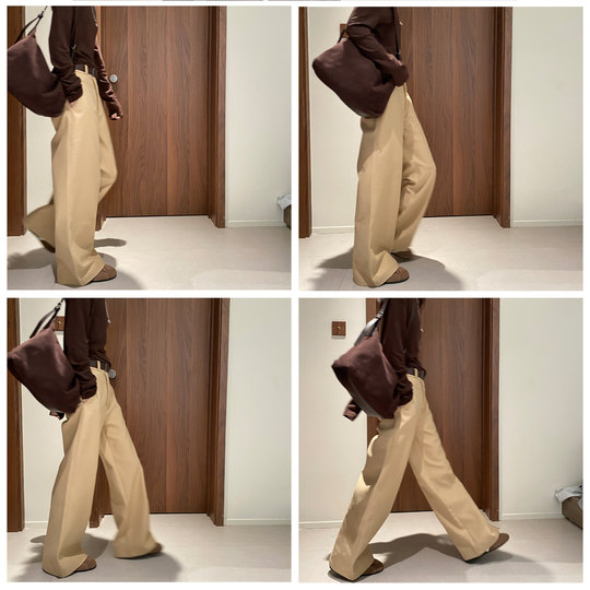 Xun Sheng Ji khaki high waist suit wide leg pants for women high waist