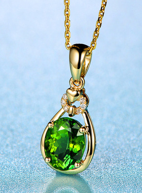 绿碧玺吊坠厂家直销镂空玫瑰金色