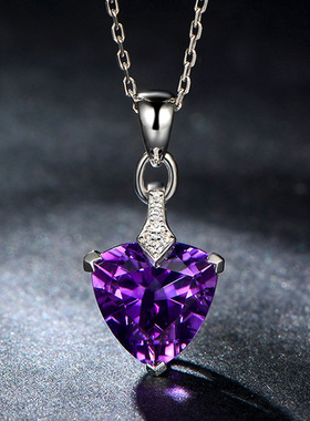 锁骨链心形小巧礼品黄水晶吊坠