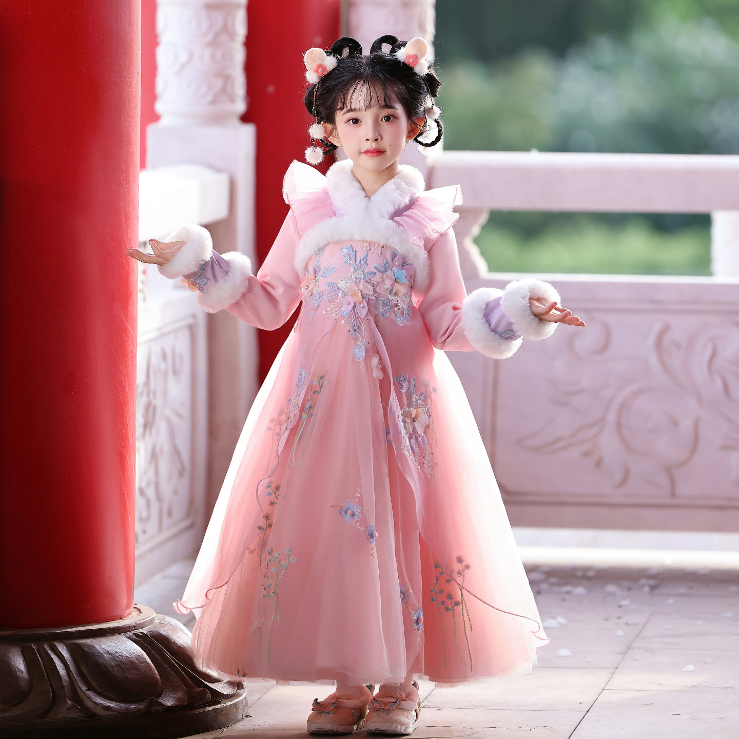 汉服女童秋冬裙子2025新款儿童古风加绒冬装连衣裙冬季中国风古装,淘宝优惠券,粉丝福利购,淘宝优惠卷