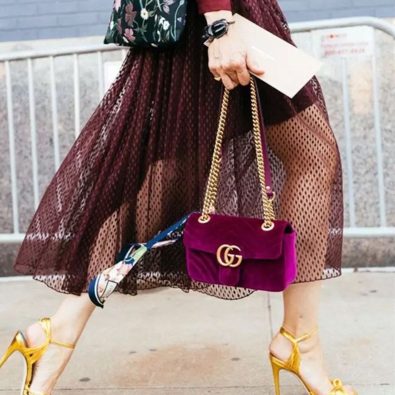 gucci marmont系列深蓝绿色单肩包 美欧汇奢海外女士包袋