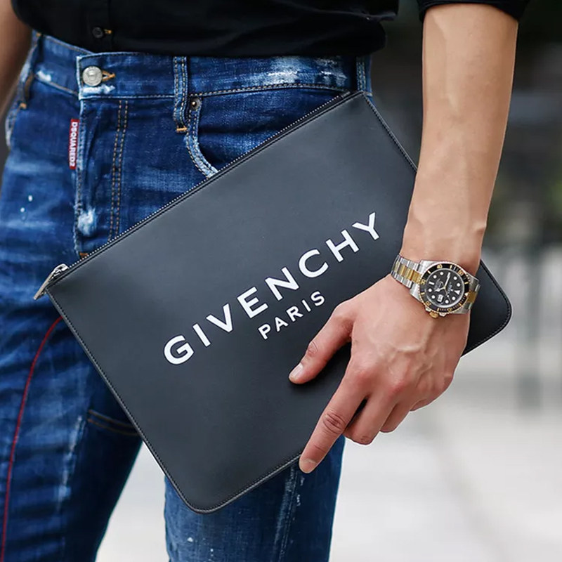 givenchy男女同款黑色牛皮手拿包 美欧汇奢海外男士包袋