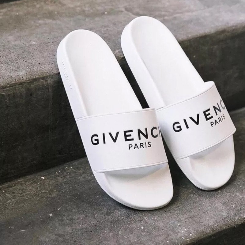 givenchy男士白色logo印花时尚拖鞋 美欧汇奢海外一字拖