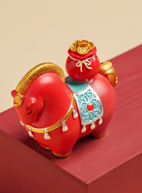 新中式马上有福生肖马桌面摆件