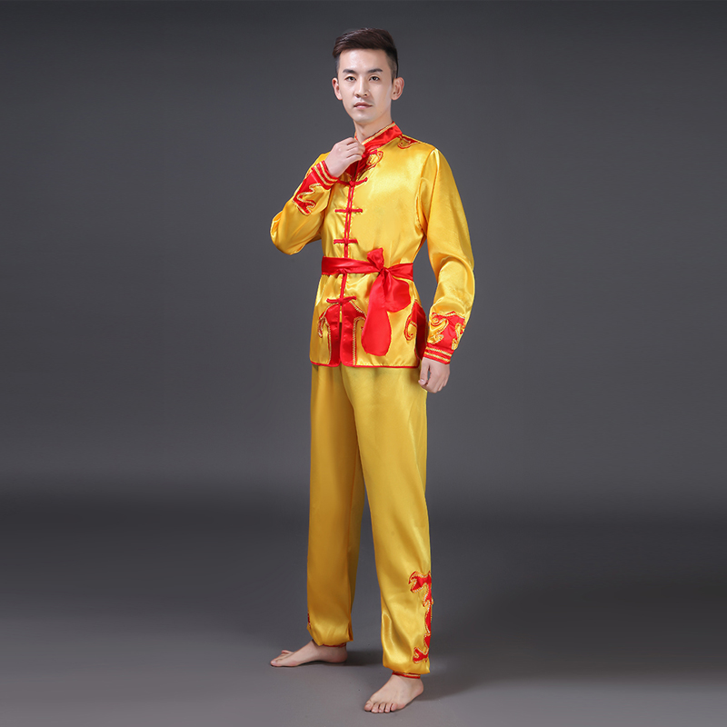 打鼓服演出服中国风舞龙舞狮服舞蹈秧歌锣腰鼓儿童元旦武术练功服 - 图2