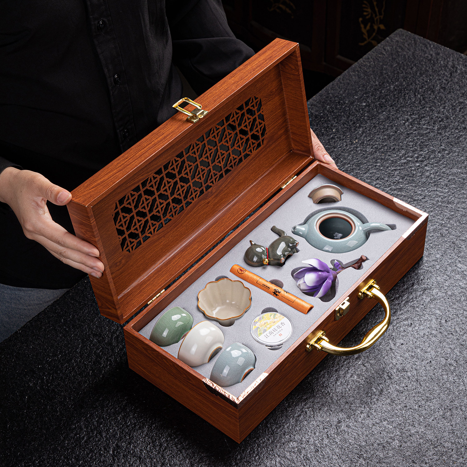 轻奢古风茶具套装送客户伴手礼银行商务开业活动实用礼物定制logo,淘宝优惠券,粉丝福利购,淘宝优惠卷