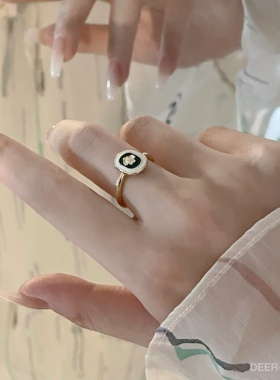 DEER复古手绘花朵戒指小众设计