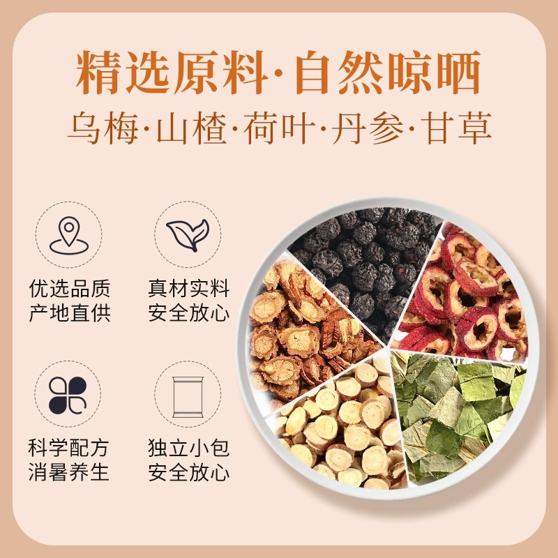 升级乌梅汤2.0乌梅山楂甘草荷叶丹参中药材乌梅饮冲泡正品