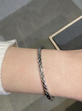 高级感菱格纹手镯小香风纯