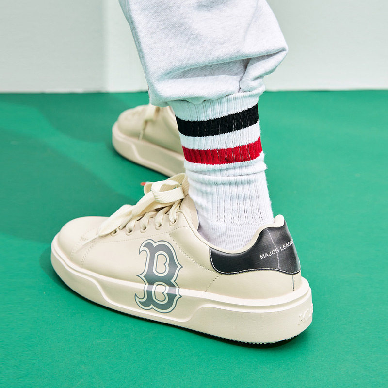 正品MLB韩版LA字母厚底增高小白鞋男女运动休闲鞋小麦昆情侣板鞋