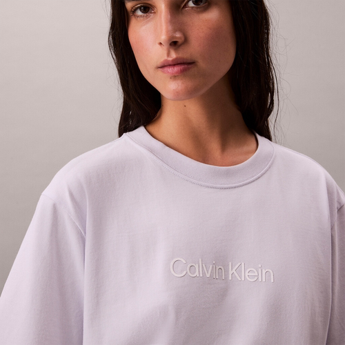 CK Jeans26夏季新款女士通勤休闲宽松重磅圆领纯色短袖T恤上衣 - 图0