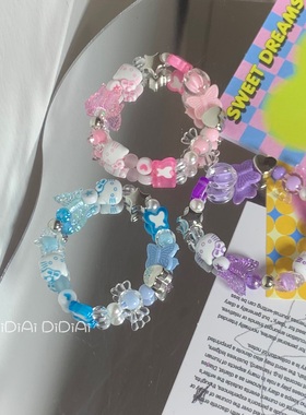 满五送一 原创DIY童趣Hello kitty串珠辣妹y2k糖果手链甜酷亚文化