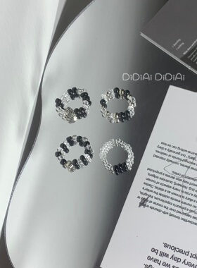 满五送一 原创DIY黑色系串珠戒指ins韩国冷淡风小众情侣指环