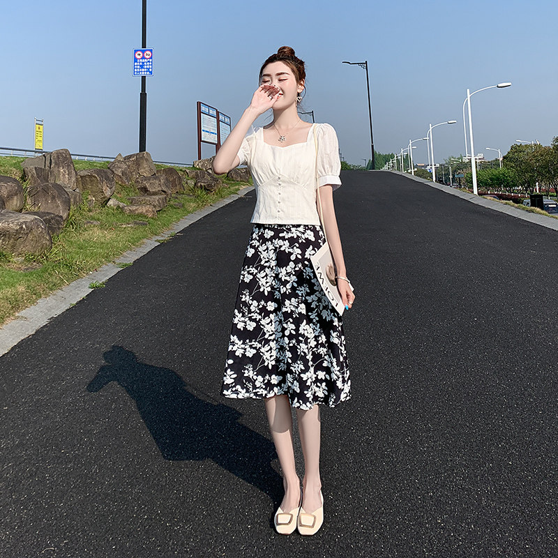 a字夏2022新款夏季雪纺双层半身裙 米魅儿半身裙