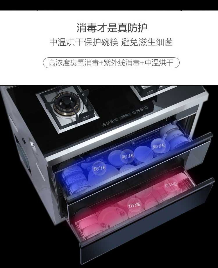 格亚仕旗舰店。集成灶一体灶家用小户型单灶带消毒柜油烟机电磁炉单眼一电一气1
