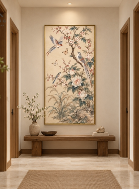 花间栖羽玄关花鸟牡丹