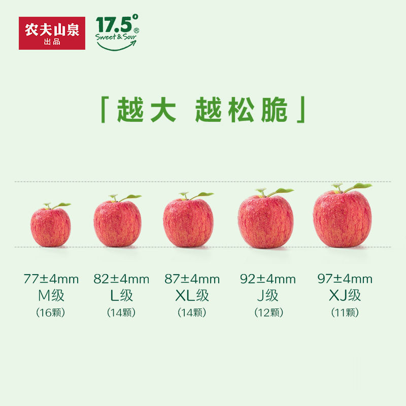 农夫山泉17.5° 阿克苏红富士苹果水果 新鲜当季整箱礼盒 92±4mm