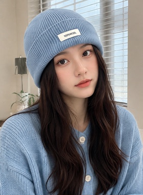 新年红毛线针织帽女冬季