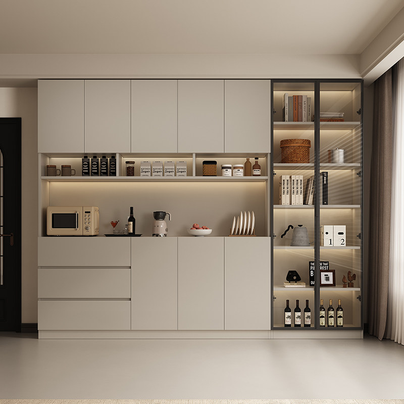 帕美迪餐边柜实用靠墙家用到顶木柜一体现代简约酒柜轻奢风储物柜,淘宝优惠券,粉丝福利购,淘宝优惠卷