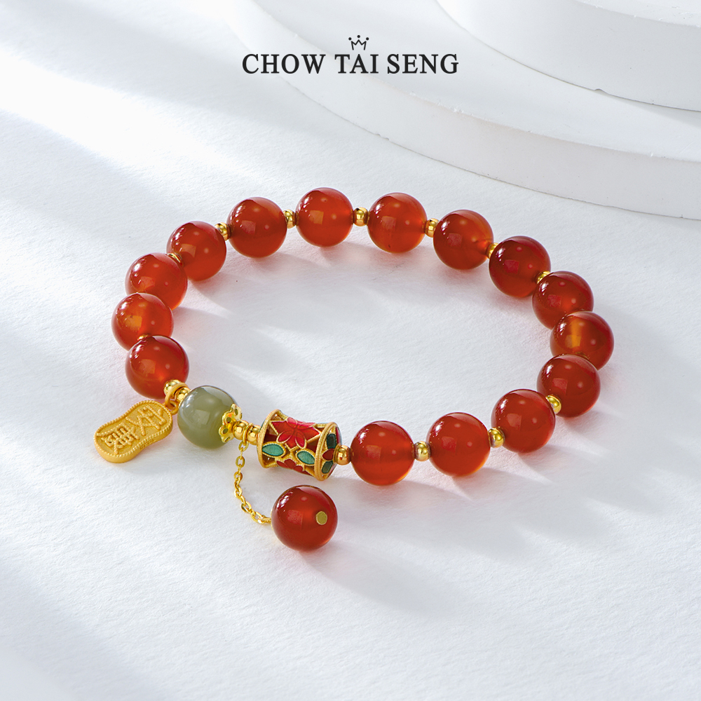 今晚20点：Chow Tai Seng 周大生 S925银红玛瑙手链