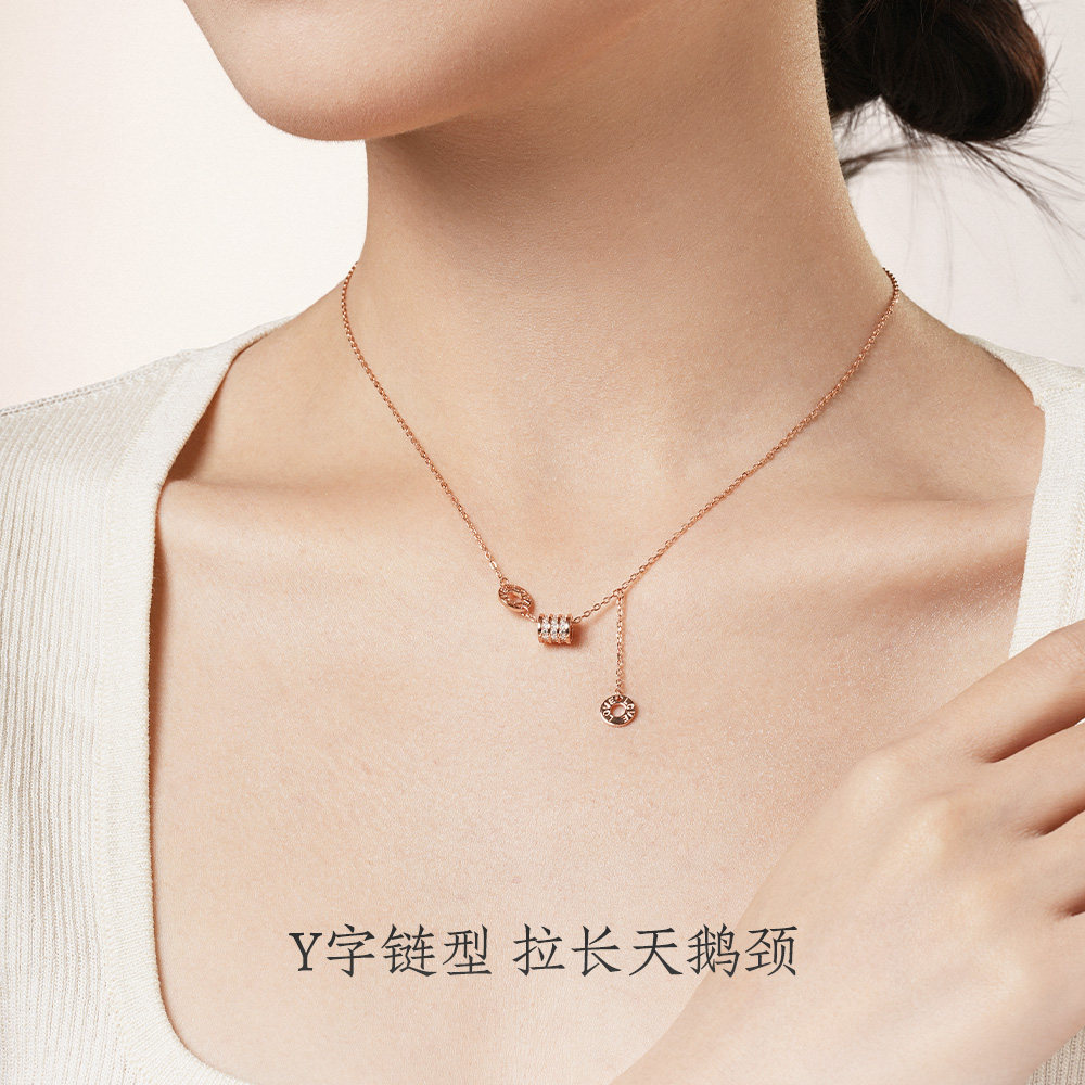 周大生小蛮腰项链女轻奢小众高级感S925纯银锁骨链生日礼物送女友