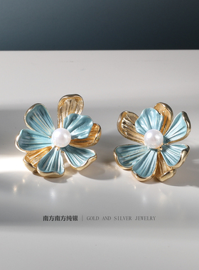珐琅彩法式vintage中古女款耳钉