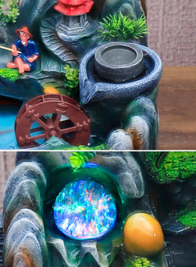 创意假山桌面生财鱼缸景观水景